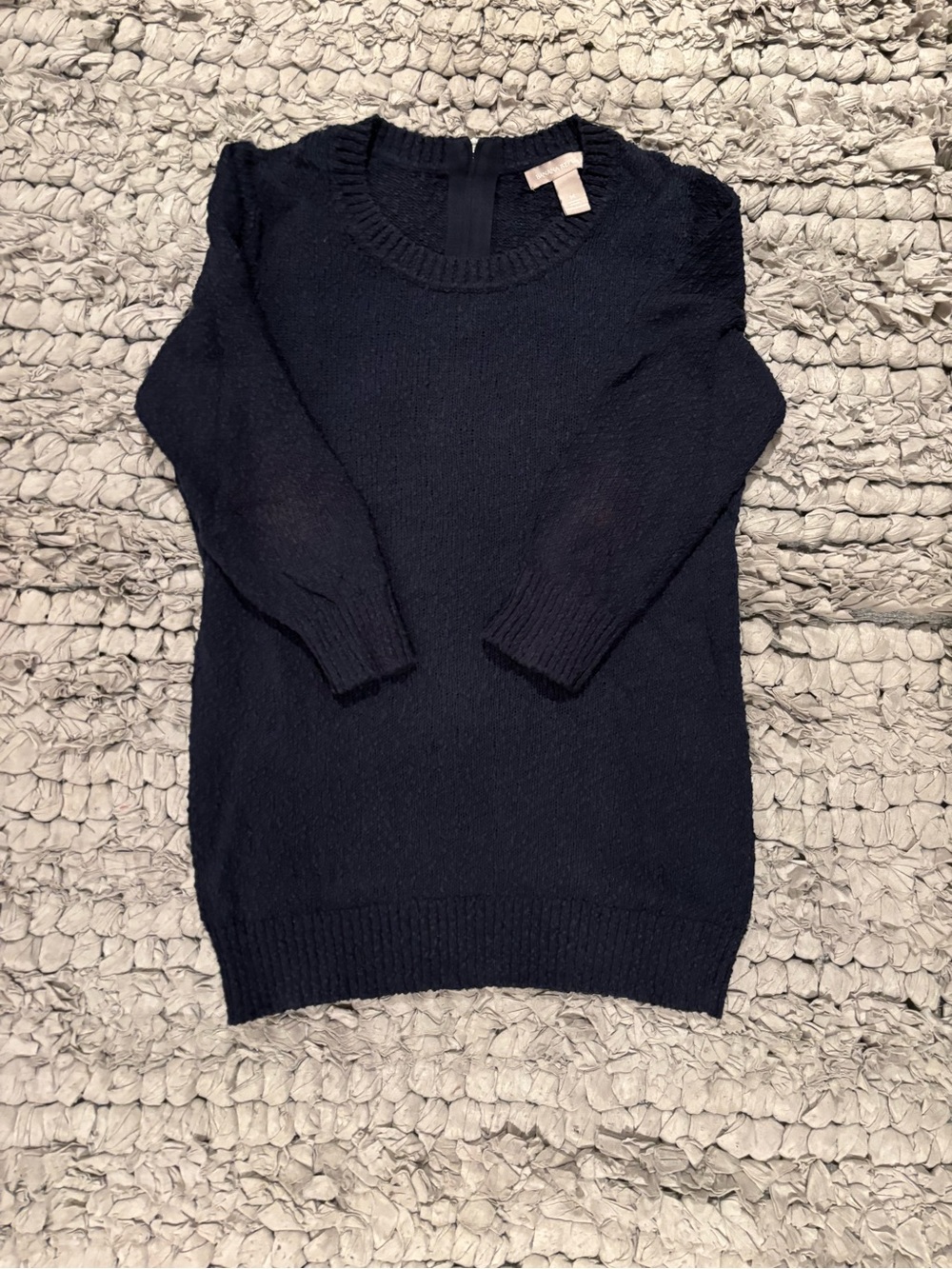 Banana Republic Navy Crewneck 3/4 Sleeve Sweater - 100% cotton